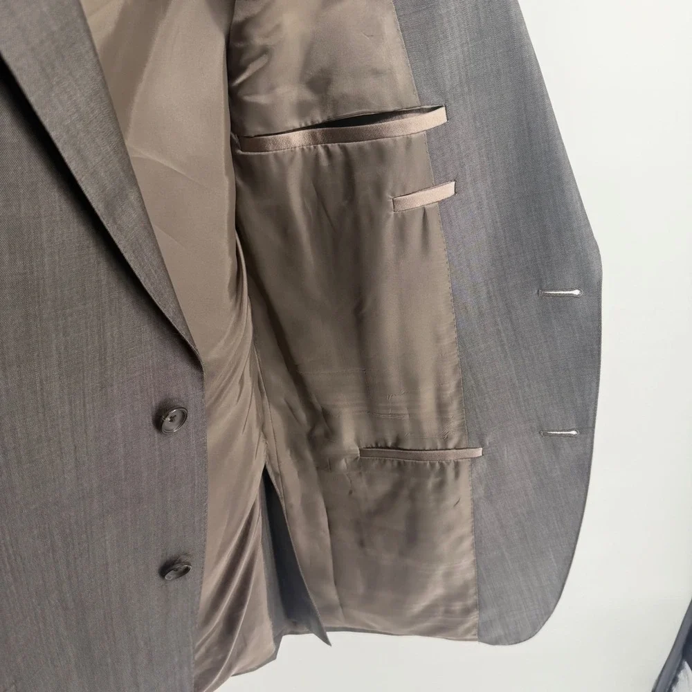 Ermenegildo Z Zegna City Wool Suit Jacket Blazer Dark‎ Gray Men Size 56R 0798